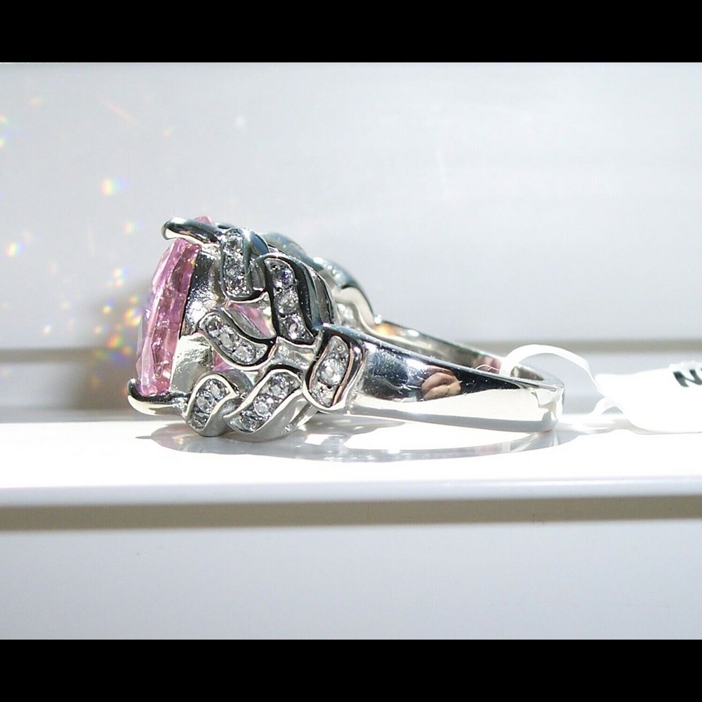 STAINLESS STEEL Huge Simulated Pink Sapphire Ring - Picture 8 of 12